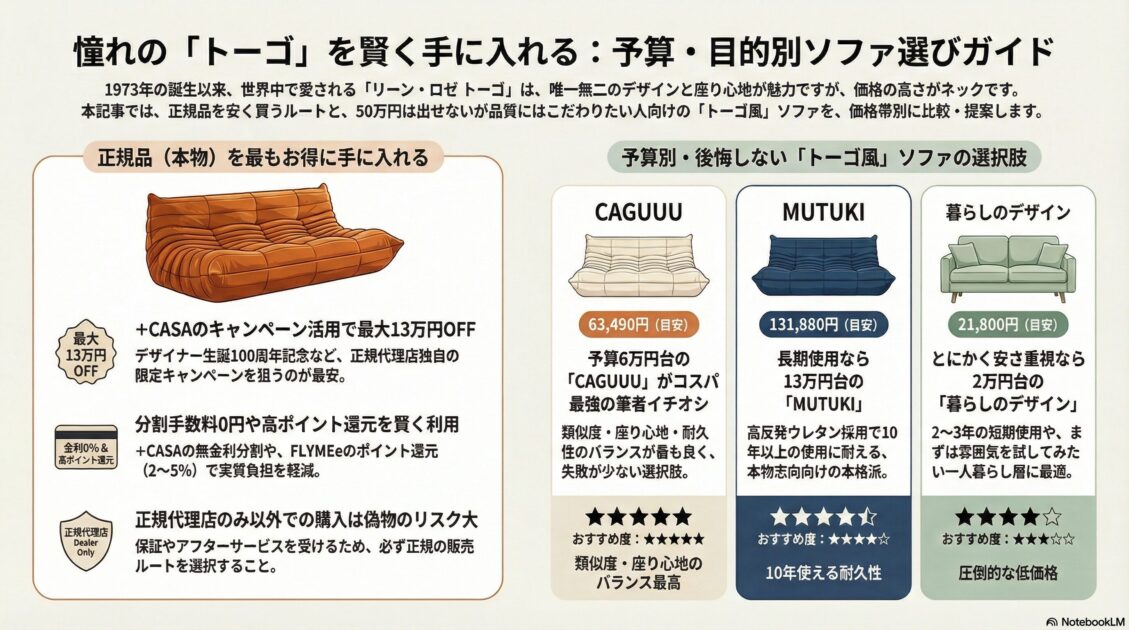 【2026最新】リーンロゼトーゴ風ソファ厳選6選！3万円台から本物まで徹底比較！